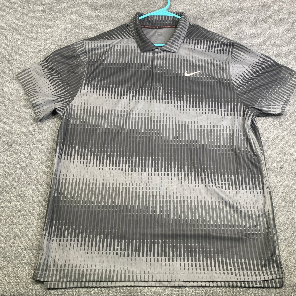 Nike Tiger Woods Collection Dri-FIT ADV Golf Polo Grey Black DN2237-068 Mens XL